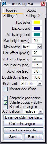 InfoSnap Settings