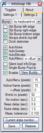 InfoSnap Settings